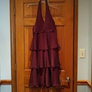 Wine colored tiered cocktail dress